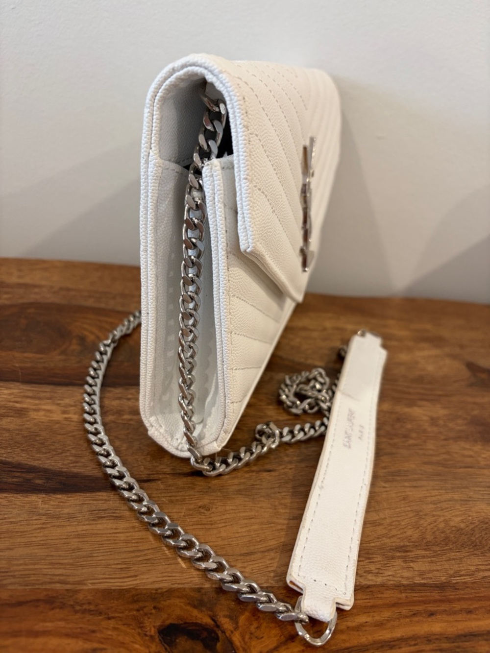 Designer Inspired Matelasse Quilted Monogram Chain Wallet Crossbody Bag - Picture 4 of 6
